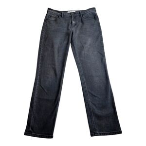 KanCan Washed Black Straight Leg Jeans Size 7/27 Mid Rise Distressed Hem